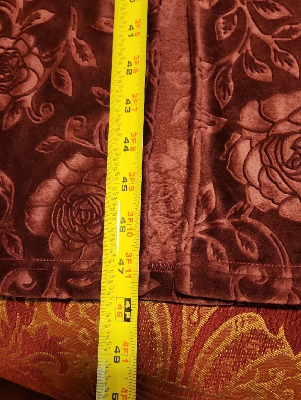 Miss Elaine Plush Embossed Velvet Robe, Burgundy, Full Zip, Large, Like New - Picture 7 of 12